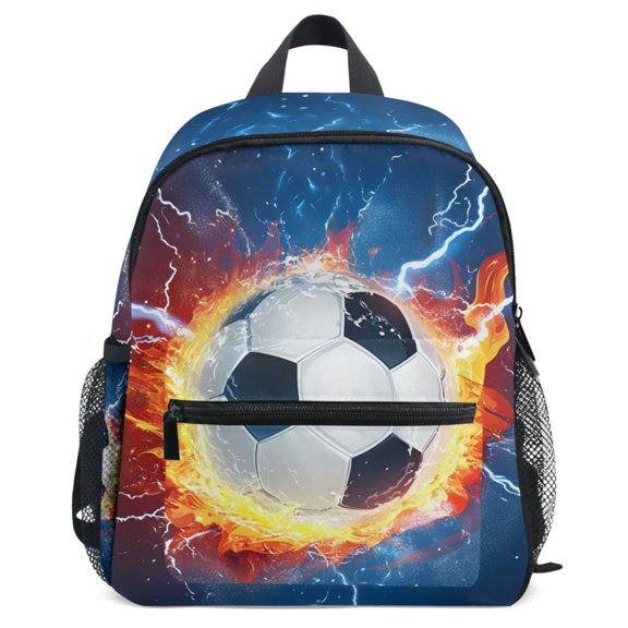 ALAZA Soccer with Fire Lightning Pattern School Backpack Student Bookbag Mini Bag