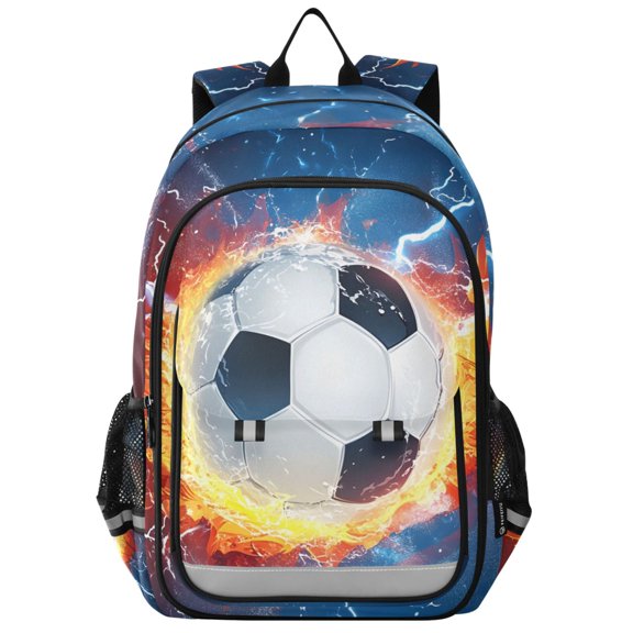 ALAZA Soccer with Fire Lightning School Laptop Backpack Travel Bag Casual Student Bookbag Rucksack
