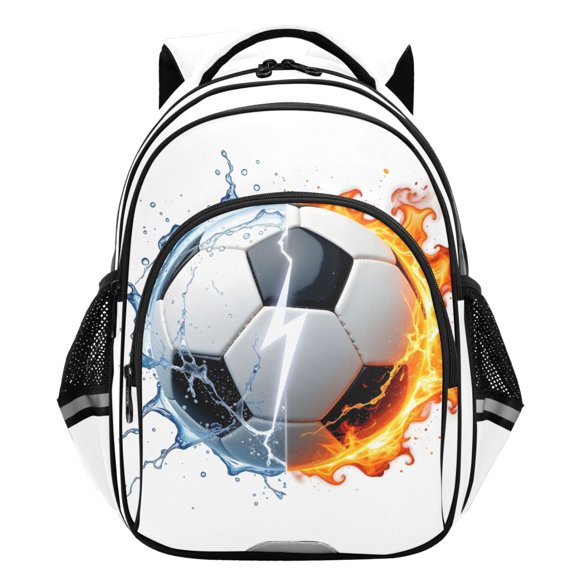ALAZA Soccer with Fire School Backpack Elementary Bag Student Bookbag Travel Rucksack