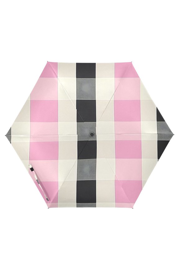 Soft Checkered UPF 50+ Compact Folding Umbrella for Rain Travel Umbrella Packable