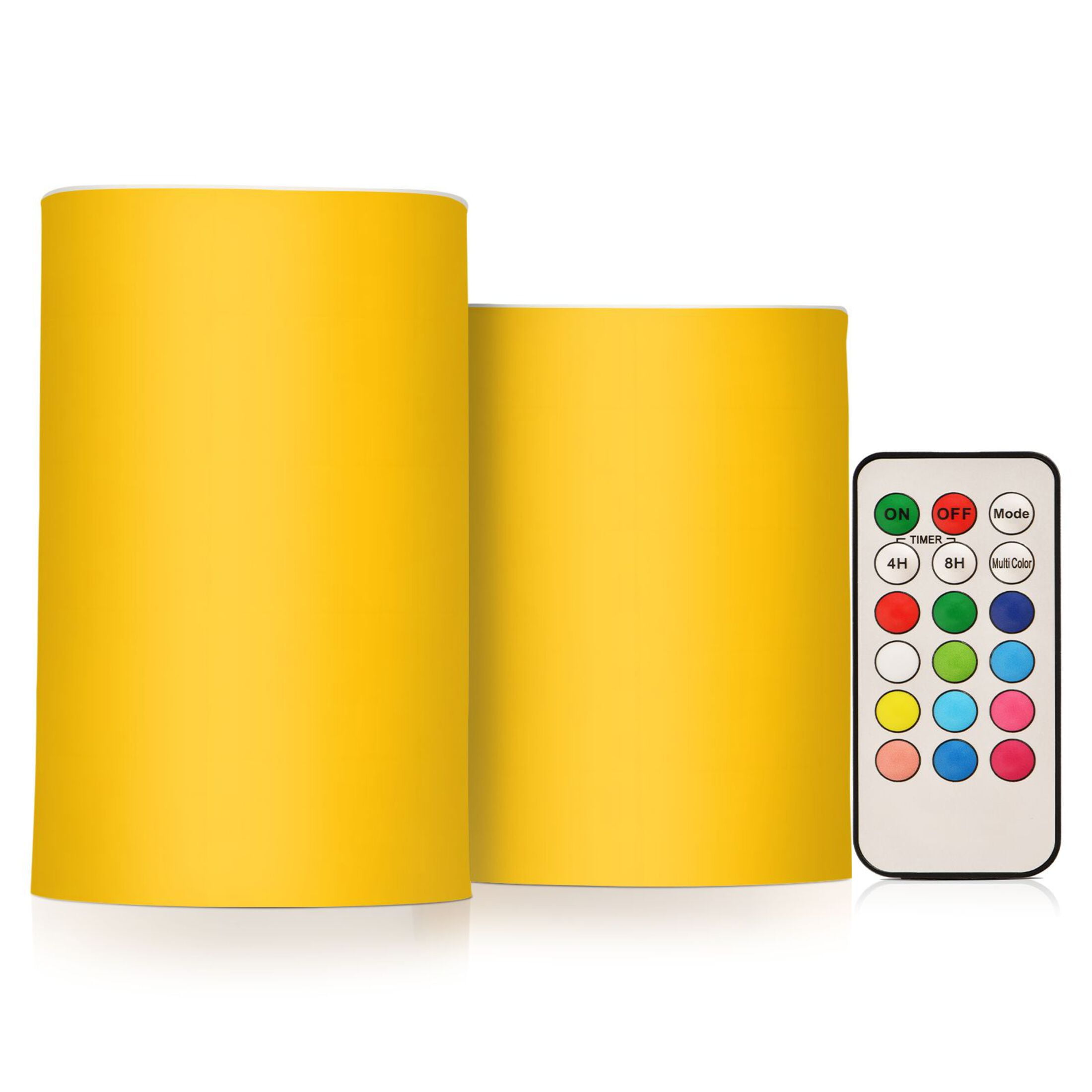 ALAZA Solid Yellow 2 PCs LED Flickering Flameless Candles with Remote Timer Battery Operated Candle