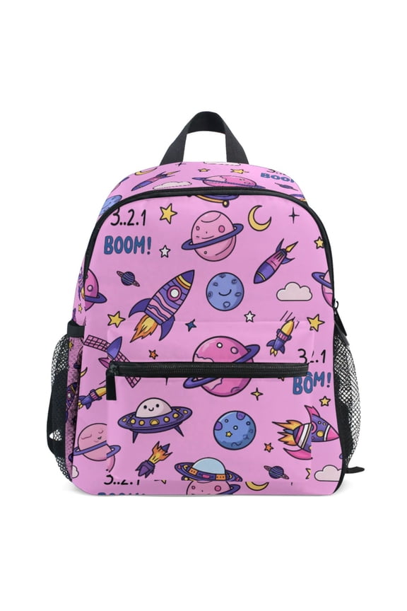 Space Rocket Planets Pattern School Backpack Student Bookbag Mini Bag