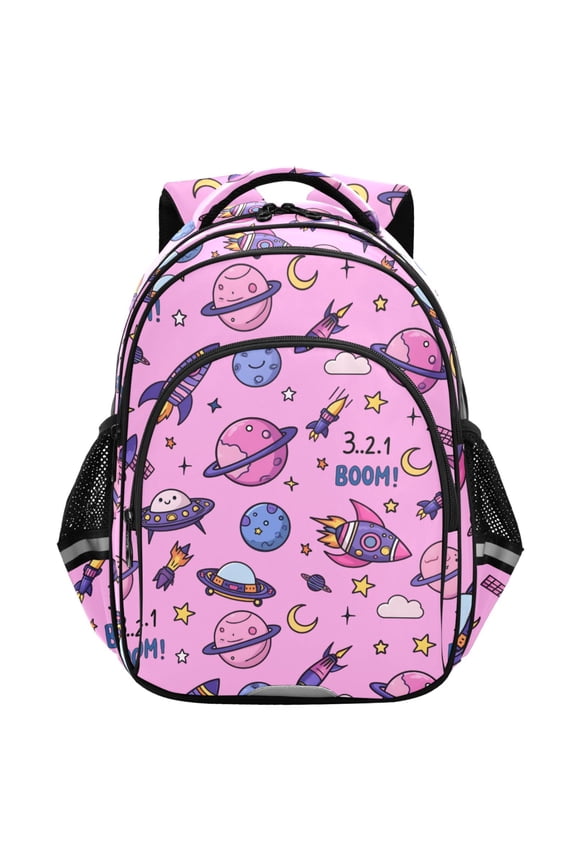 Space Rocket Planets School Backpack Elementary Bag Student Bookbag Travel Rucksack