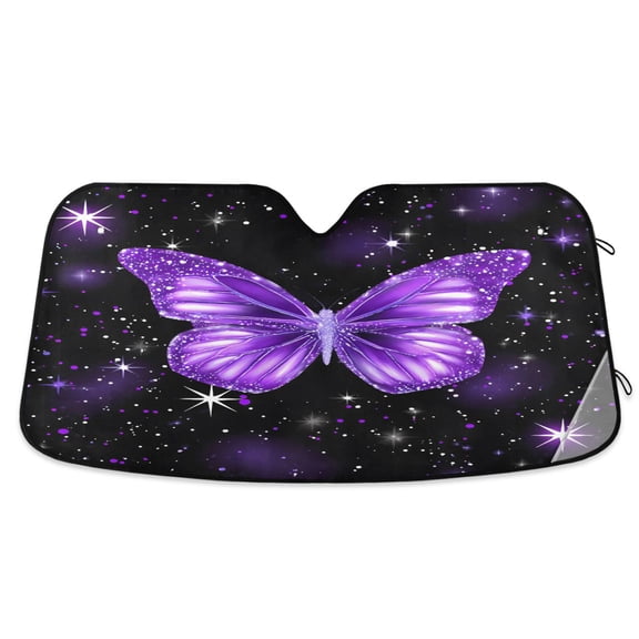 ALAZA Sparkling Butterfly Purple-a9 Pattern Car Windshield Sun Shade Foldable UV Ray Sunshade Visor Protector 55 x 27.6in