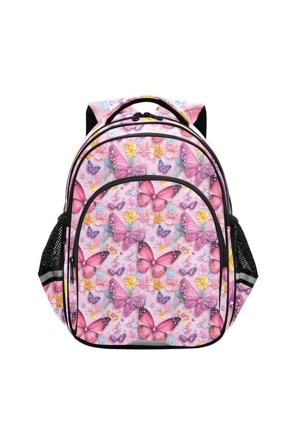 Sparkling Butterfly School Backpack Elementary Bag Bookbag Travel Rucksack