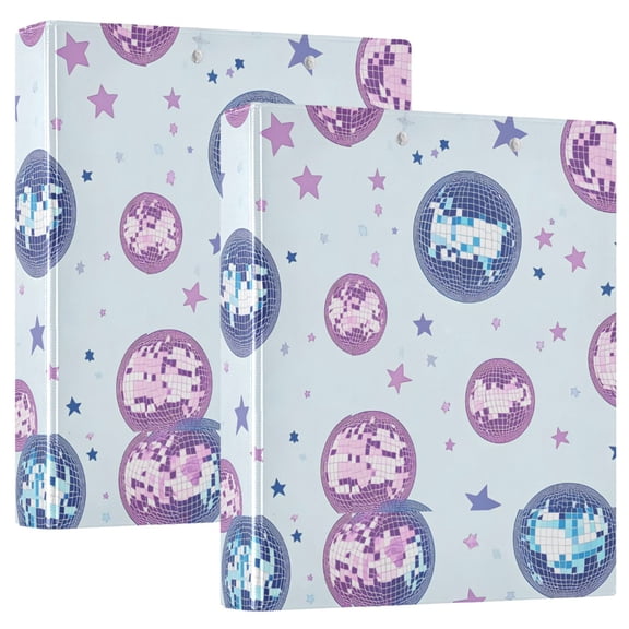 ALAZA Sparkling Disco Balls-a3 Hardcover 3 Ring Binder 1.5" Round Rings Interior Pockets Binders Organizer 2 Pack