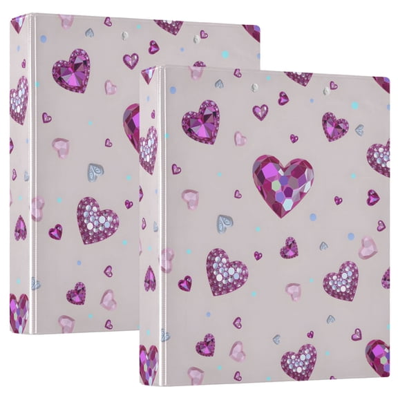 ALAZA Sparkling Hearts Hardcover 3 Ring Binder 1.5" D-Rings with Interior Pockets Binders School 2 PCs
