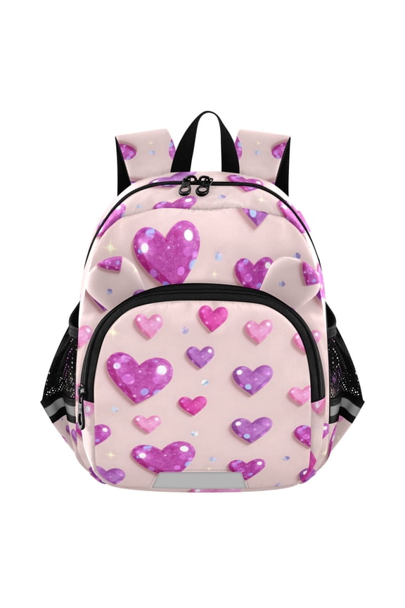 Sparkling Hearts Shiny Mini Backpack School Bookbag Age 3-7 Medium
