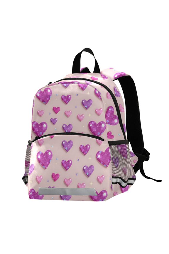 Sparkling Hearts Shiny School Backpack Elementary Student Bookbag