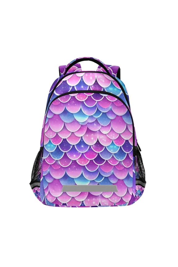 Sparkling Mermaid Scales Backpack Elementary School Bag Bookbag Travel Rucksack