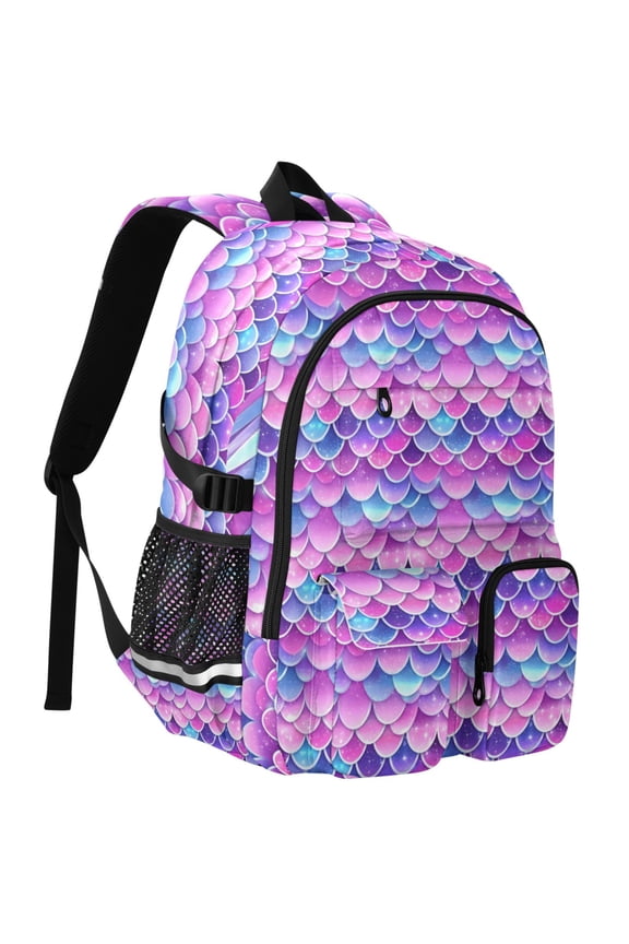 Sparkling Mermaid Scales Print Student Backpack School Bookbag Large Laptop Daypack Travel Bag