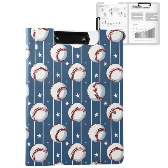 ALAZA Sport Baseball Star Stipes A4 Foldable Clipboard 360 Degree Folder Binder