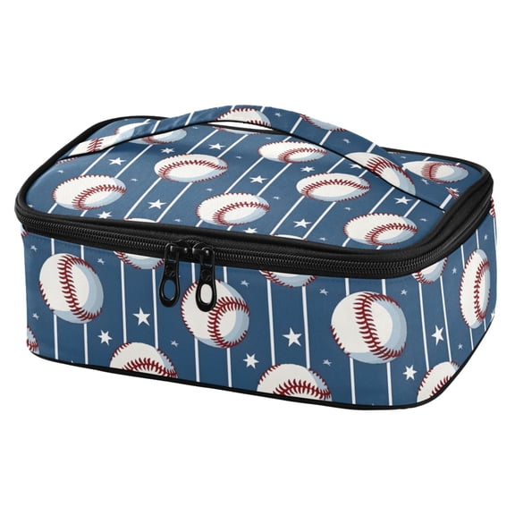 ALAZA Sport Baseball Star Stipes Lunch Box Insulated Cooler Tote Bag Reusable School Picnic Travel Office