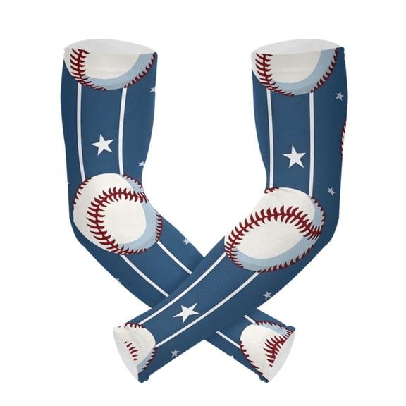 ALAZA Sport Baseball Star Stipes UV Sun Protection Arm Sleeves UPF 50+ Compression Cooling Sleeve 1 Pair