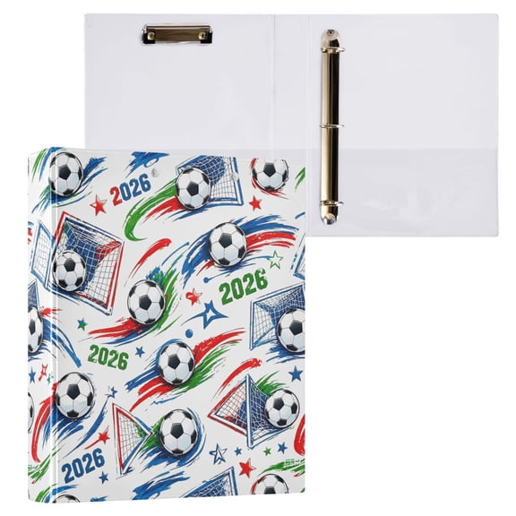 ALAZA Sports Soccer Ball Hardcover 3 Ring Binder 1.5" D-Rings with Interior Pockets Binders School 1 PC
