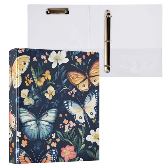 ALAZA Spring Butterflies Floral-a6 Hardcover 3 Ring Binder 1.5" Round Rings Interior Pockets Binders Organizer 1 Pack