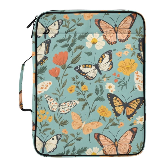 ALAZA Spring Butterflies Floral-a7 Pattern Expanding Accordion File Folder 3 Ring Zipper Binder Organizer Portable Document Bag