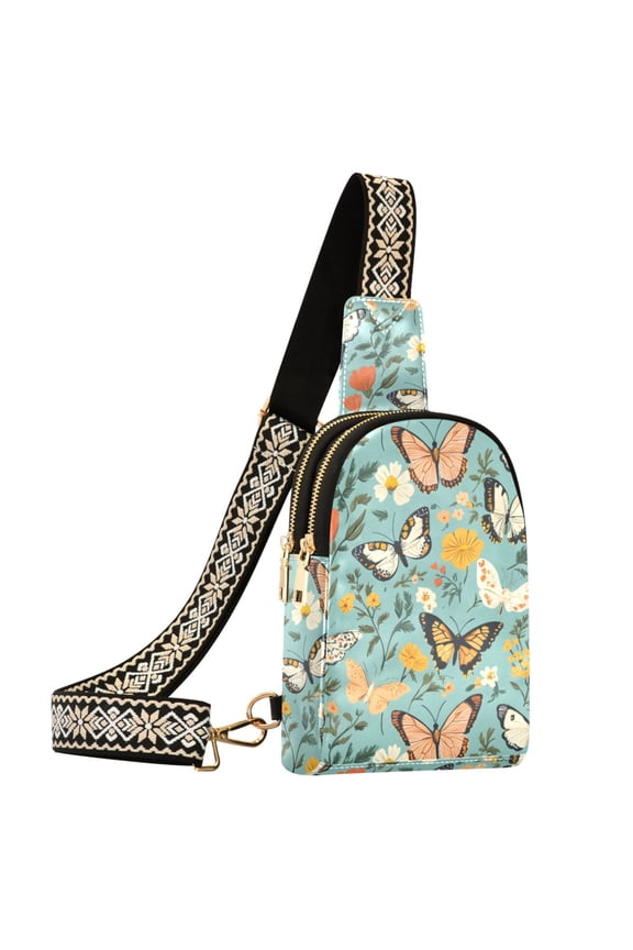 Spring Butterflies Floral-a7 Sling Bag for Women Men Waterproof Crossbody Chest Bags