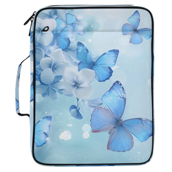ALAZA Spring Butterfly Flower Pattern Expanding Accordion File Folder 3 Ring Zipper Organizer Portable Document Binder Bag