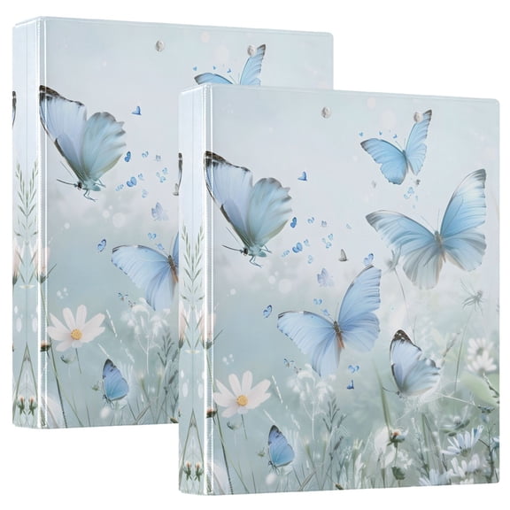ALAZA Spring Butterfly Hardcover 3 Ring Binder 1.5" D-Rings with Interior Pockets Binders School 2 PCs