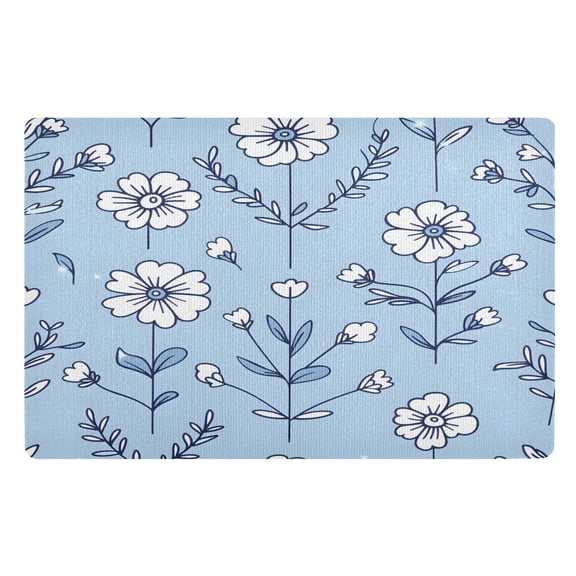 ALAZA Spring Flowers Door Mats Outdoor Indoor Entrance Low Profile Floor Rugs 32"x20" Carpet