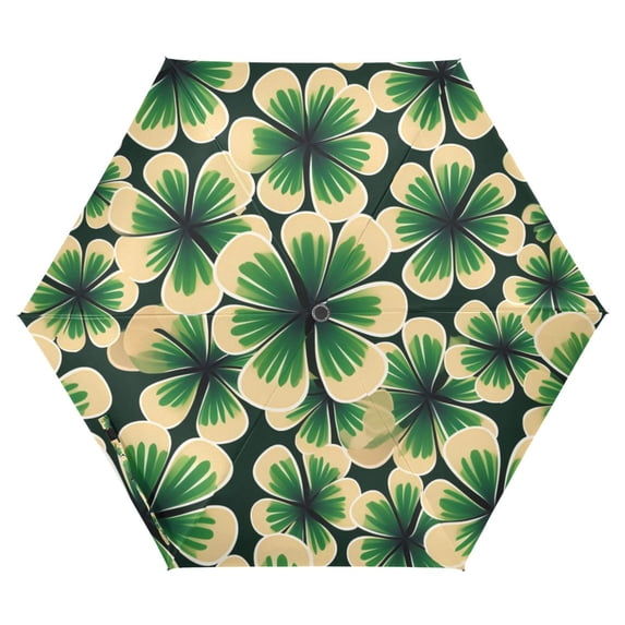 ALAZA St Patrick Art Clover UPF 50+ Compact Folding Umbrella for Rain Travel Umbrella Packable