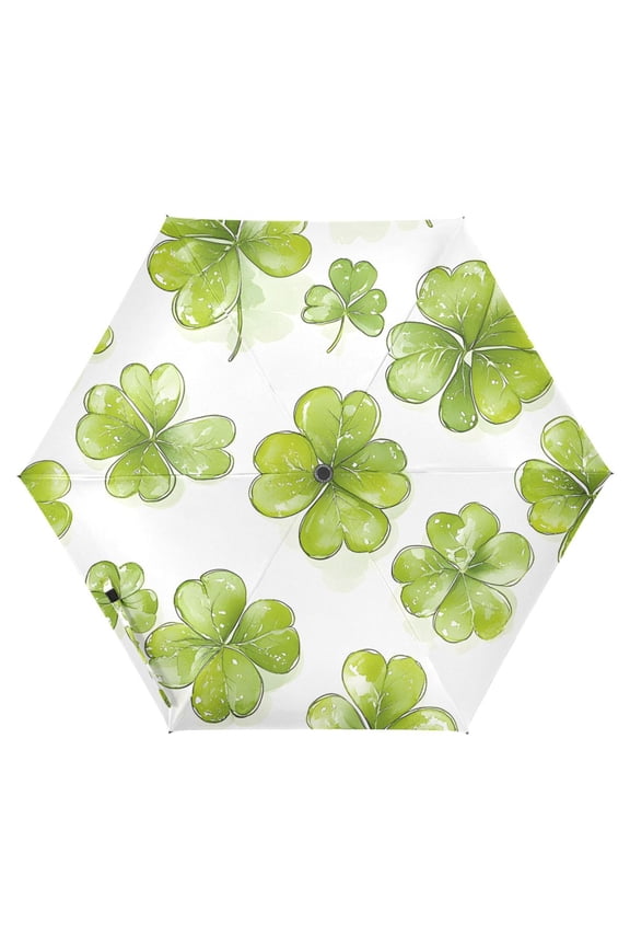 St. Patrick Clover UPF 50+ Compact Folding Umbrella for Rain Travel Umbrella Packable