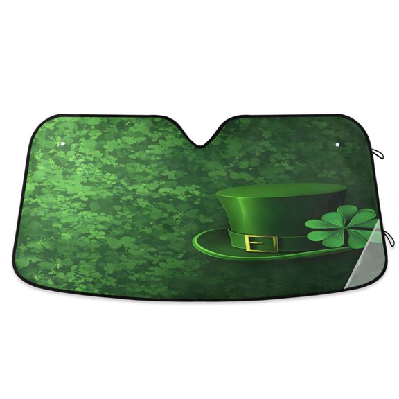 ALAZA St Patrick Leaves Windshield Sun Shade Car Foldable Sun Visor Block UV Rays Protector 53"x23.5"