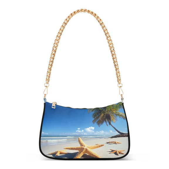 ALAZA Starfish Beach Coconut Women's Chain Shoulder Bag Hobo Handbag Tote Crossbody Purse