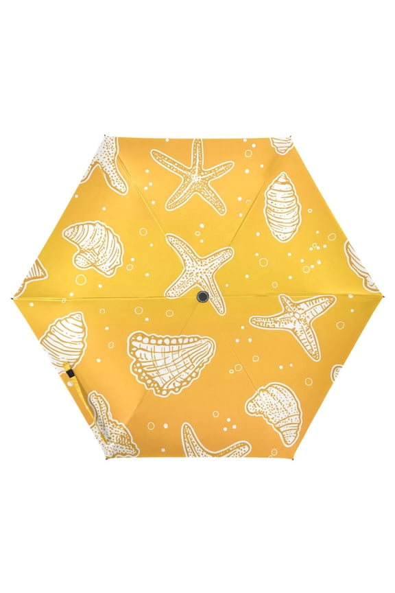 Starfish Conch UPF 50+ Compact Folding Umbrella for Rain Travel Umbrella Packable