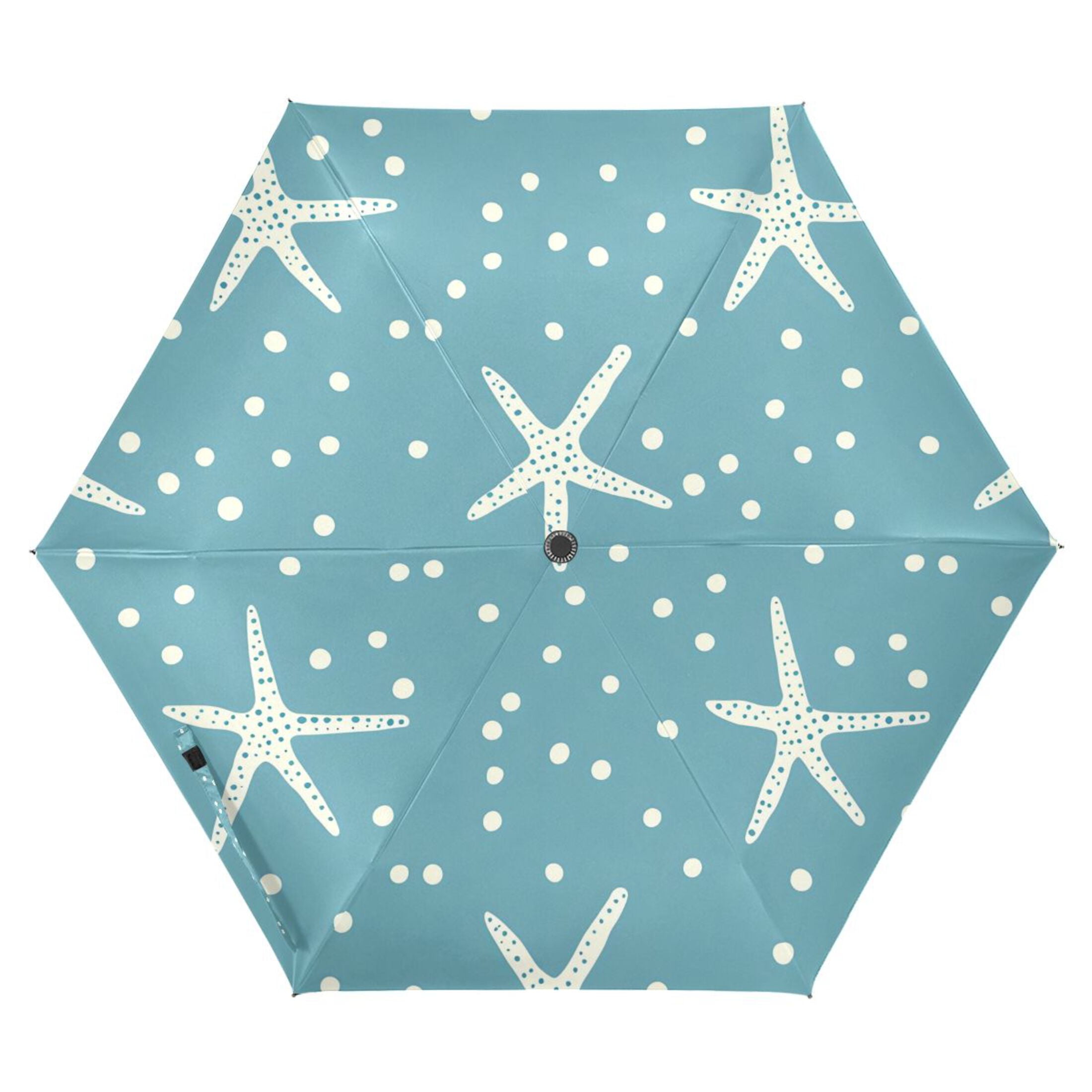 ALAZA Starfish Polka Dot UPF 50+ Compact Folding Umbrella for Rain Travel Umbrella Packable