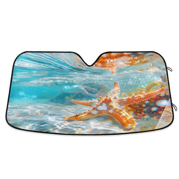 ALAZA Starfish Sea Star Windshield Sun Shade Car Foldable Sun Visor Block UV Rays Protector 53"x23.5"