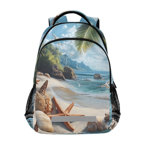 ALAZA Starfish Shell Seaside Backpack Elementary School Bag Bookbag Travel Rucksack