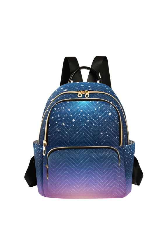 Starry Blue Gradient Stars Womens Travel Laptop Backpack Large Daypack Ladies Shoulder Bags M