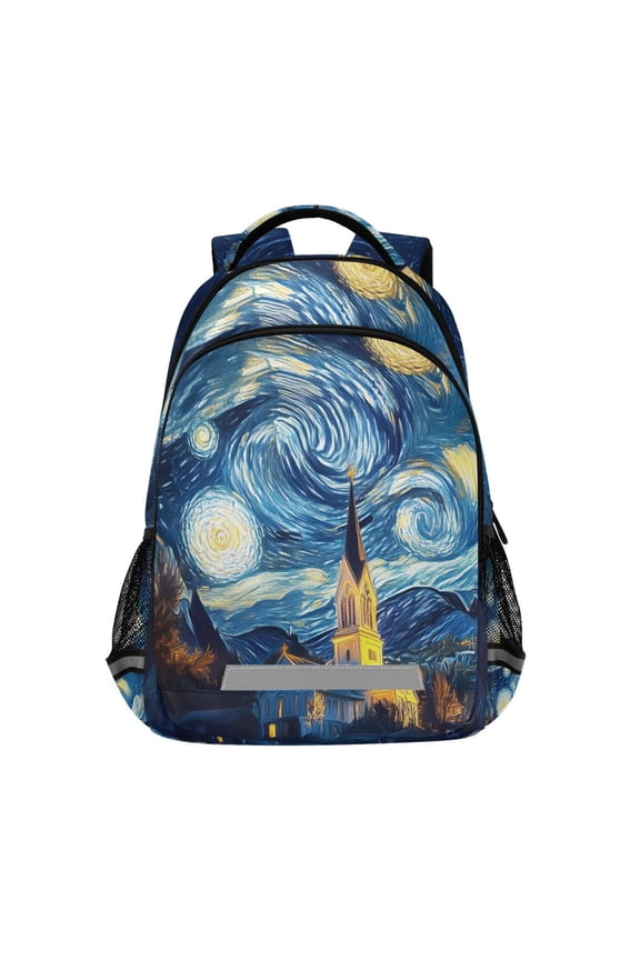 Starry Sky Oil Paint Backpack Elementary School Bag Bookbag Travel Rucksack