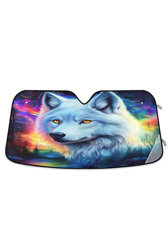 Starry with Wolf Pattern Car Windshield Sun Shade Foldable UV Ray Sunshade Visor Protector 53 x 23.5in