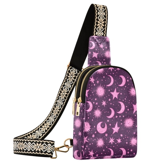 ALAZA Stars Boho Moon Sling Bag for Women Men Waterproof Crossbody Chest Bags