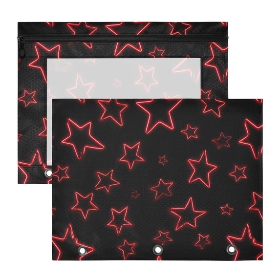 ALAZA Stars Pattern Pencil Pouch 3 Ring Binder with Clear Window ...