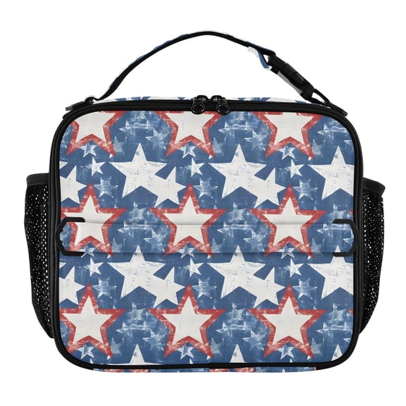 ALAZA Stars on Blue Lunch Box Insulated Lunch Bag Cooler Tote with Shoulder Strap