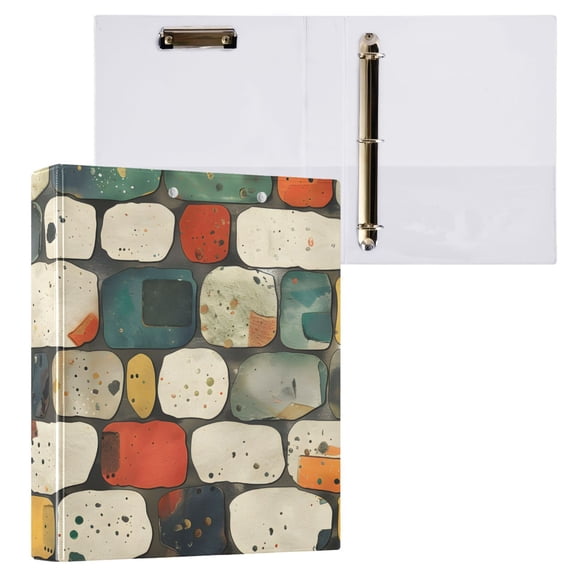ALAZA Stone Pattern Hardcover 3 Ring Binder 1.5" Round Rings Interior Pockets Binders Organizer 1 Pack