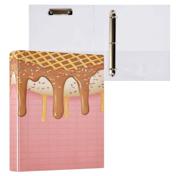 ALAZA Strawberry Ice Cream Hardcover 3 Ring Binder 1.5" D-Rings with Interior Pockets Binders School 1 PC