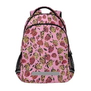 ALAZA Strawberry Shape Leopard Backpack Elementary School Bag Bookbag Travel Rucksack