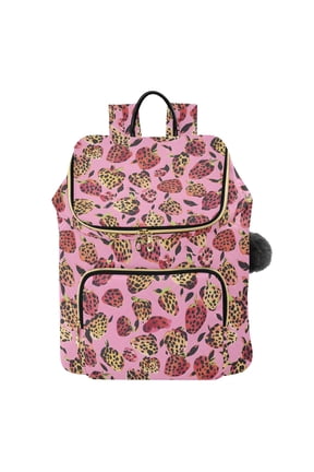 Strawberry Shape Leopard Travel Backpack Laptop Bag Large Capacity Daypack