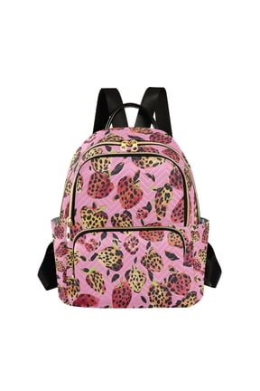 Strawberry Shape Leopard Womens Travel Laptop Backpack Large Daypack Ladies Shoulder Bags S