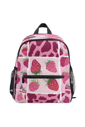 Strawberry and Leopard Pattern School Backpack Student Bookbag Mini Bag