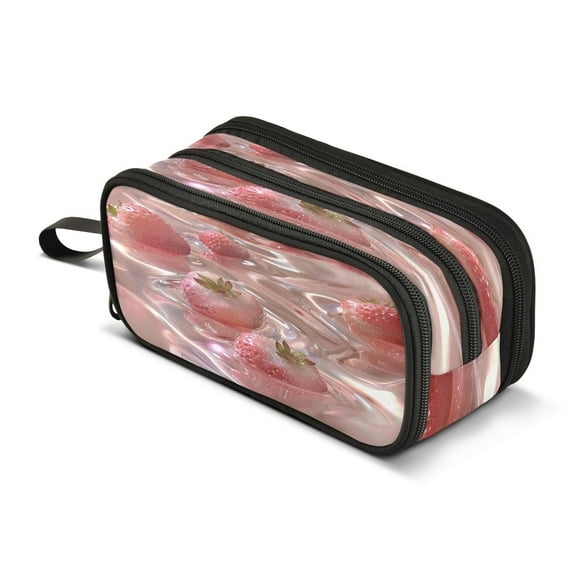 ALAZA Strawberry in Water Pencil Case Bag 3 Compartment Pen Pouch Large Storage Holder Box Organizer