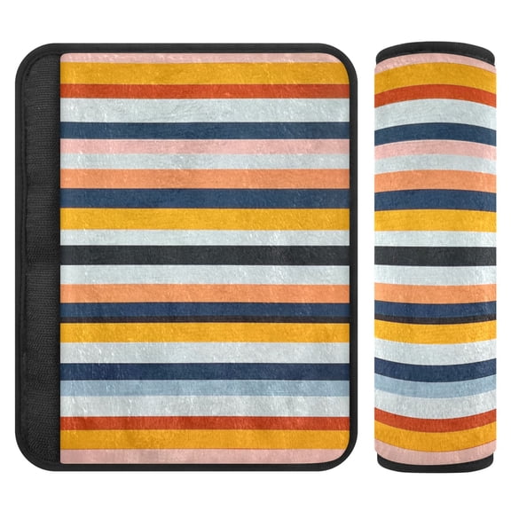 ALAZA Stripe Line Car Seat Belt Adjuster Neck Covers Shoulder Cushions Pads M