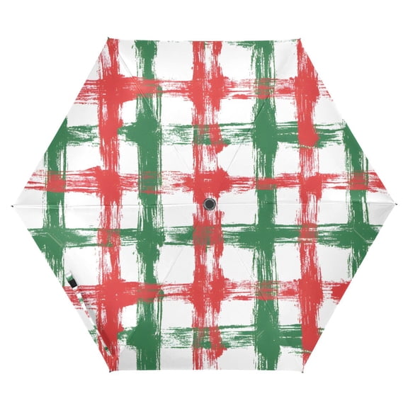 ALAZA Stripes Checkered Grid Pattern UPF 50+ Compact Folding Umbrella for Rain Travel Umbrella Packable