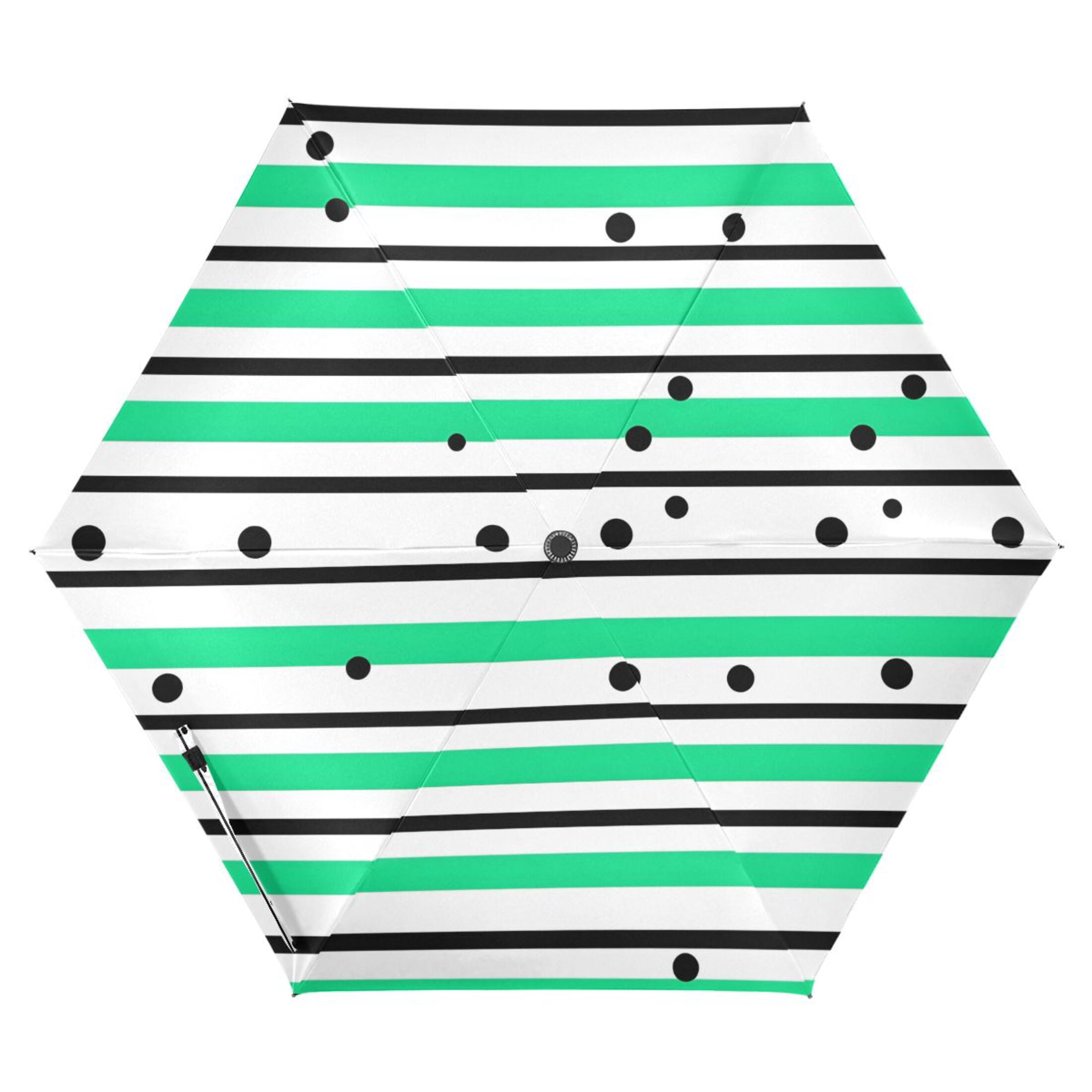ALAZA Stripes Polka Dots UPF 50+ Compact Folding Umbrella for Rain Travel Umbrella Packable