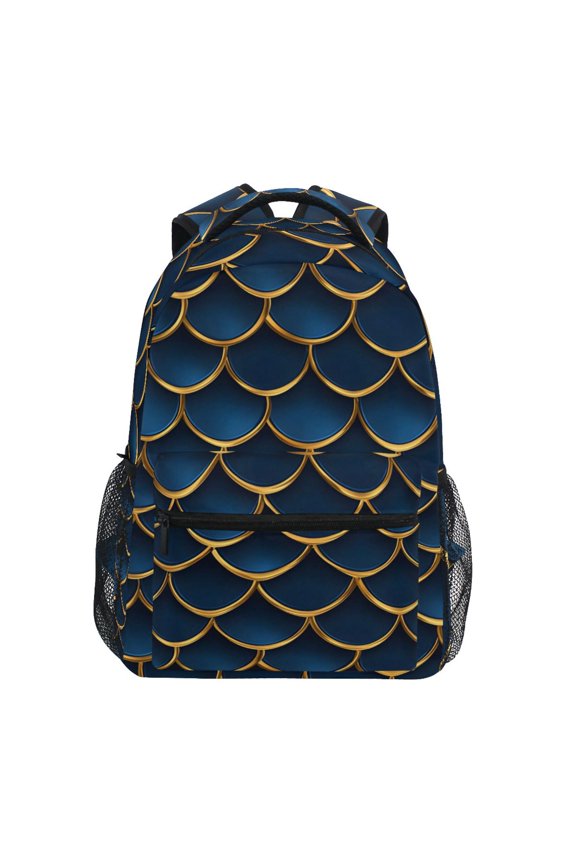 Stylish Backpack 3d Dragon Scales Blue Elementary Bookbag Personalized Laptop School Bags Travel Daypack